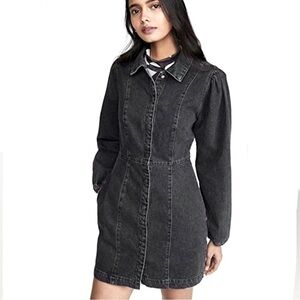 Free People Mia Denim Mini Shirt Dress With Pockets Size Small